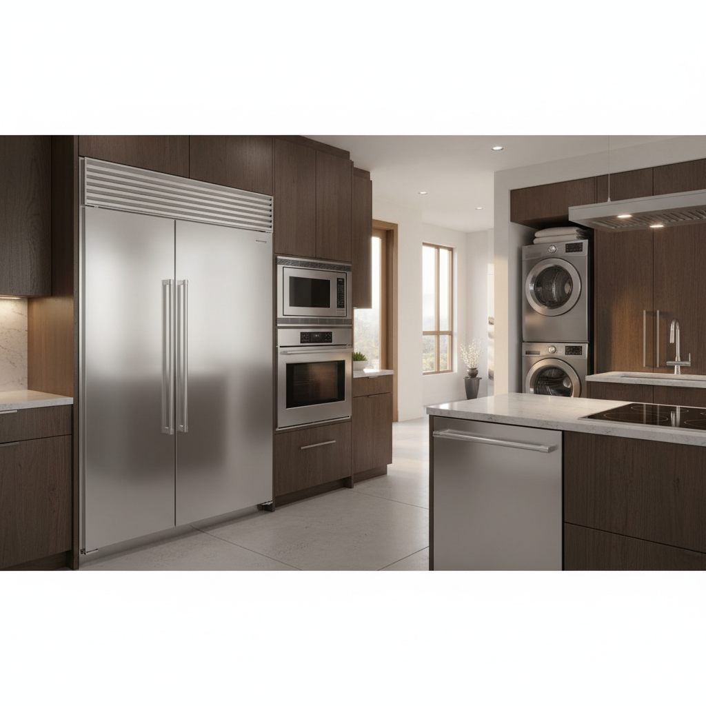 Premium kitchen and laundry appliances in a luxury home